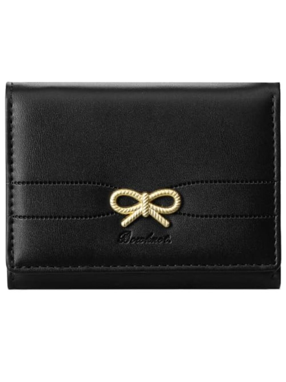 Coquette Bow Leather Wallet Women Slim RFID Card Holder Black Cute Aesthetic